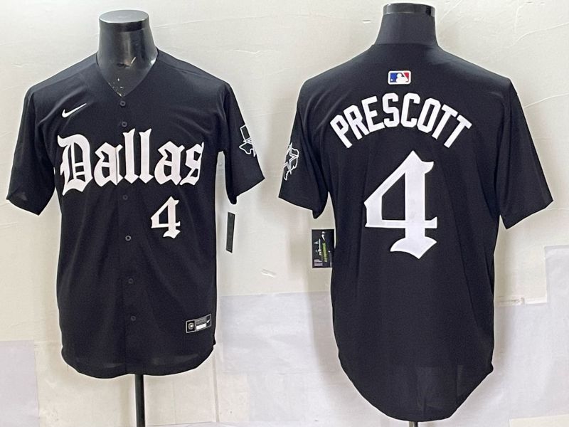 Men 2025 Nike Dallas Cowboys #4 Prescott Black 5th generation Joint Name Limited NFL Jersey 08